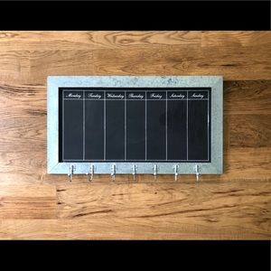 Rustic Metal Chalkboard Weekly Calendar with Hooks